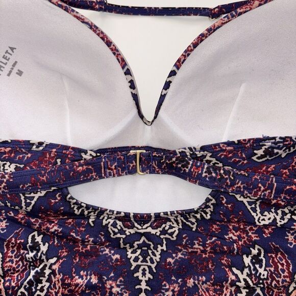 Athleta Purple Paradise Print Molded Tankini Swim Top Aqualuxe Medium UPF 50+ - Picture 8 of 12
